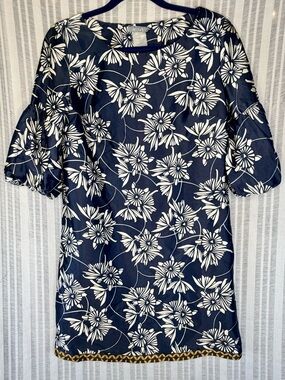 dELiA*s Navy Floral Puff Sleeve Mini Dress Y2K 2000s